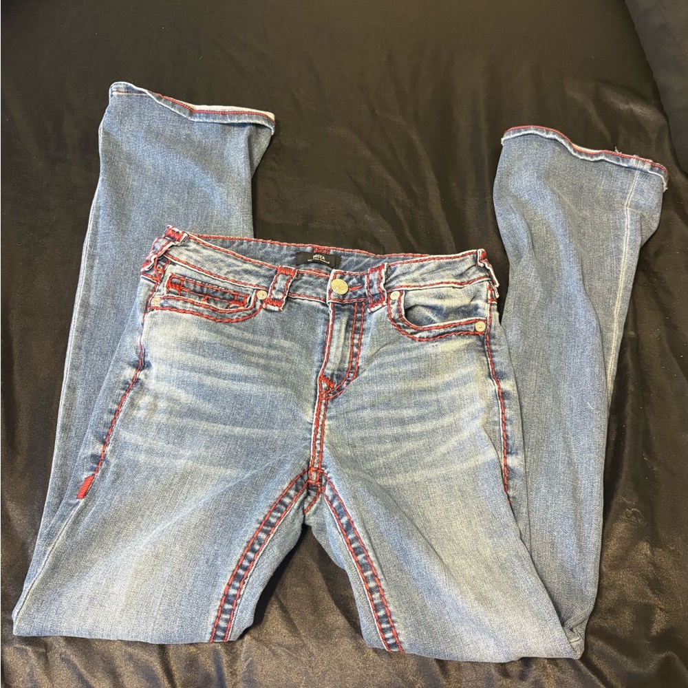 True Religion red stitch bootcut jeans size 28